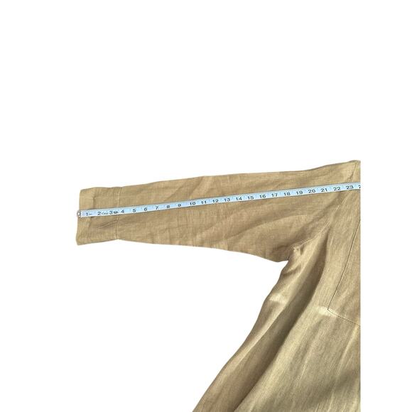 Flax Green Linen Lagenlook Coastal Grandma Long Sleeve Button Front Blouse Small - Picture 12 of 12